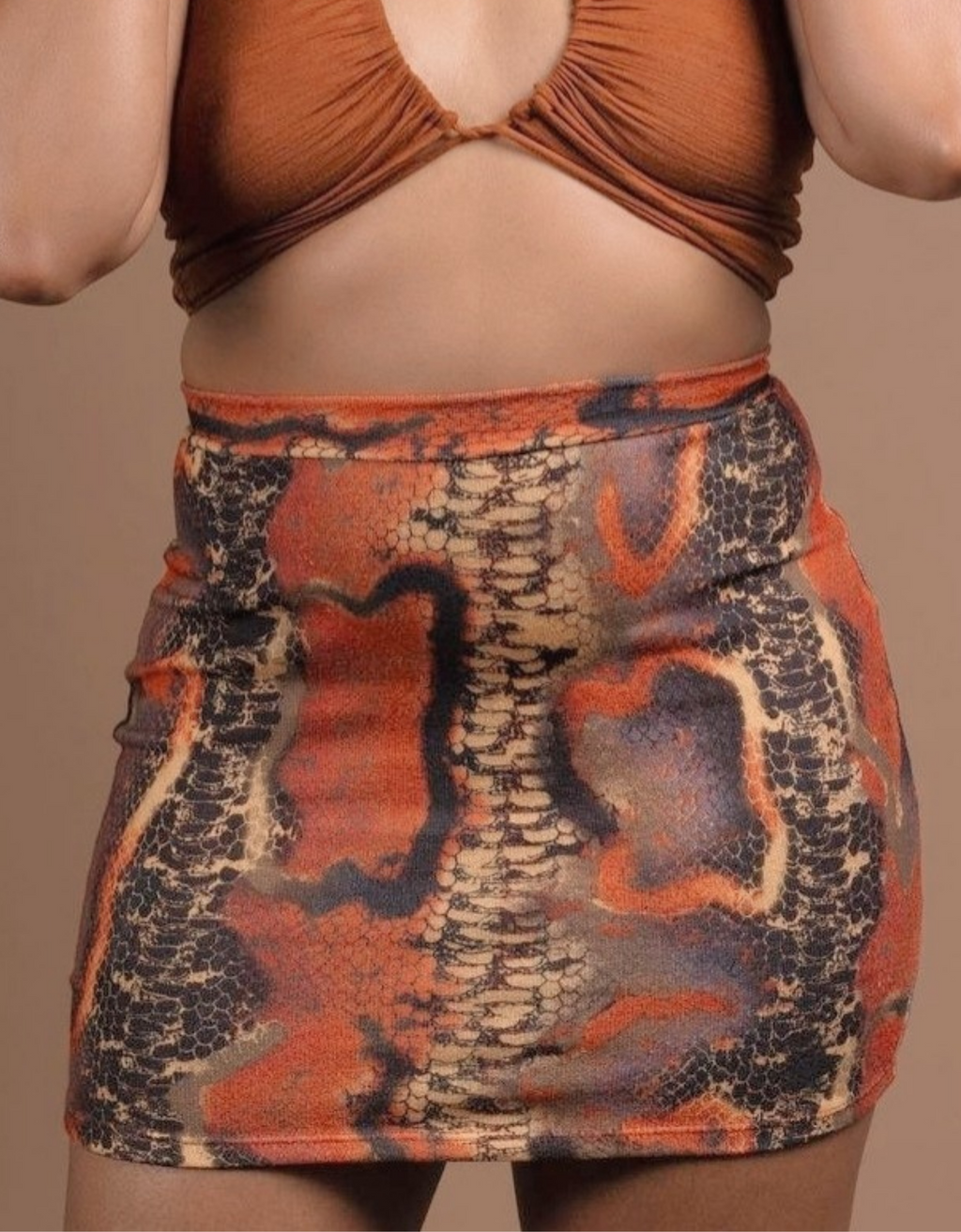 Wild Side Printed Skirt- Rust
