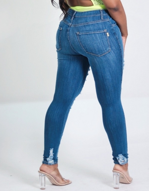 Danielle Shredded Denim Jeans-Medium Wash